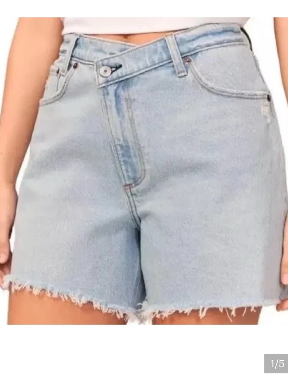 Abercrombie & Fitch Light Blue Distressed Denim Shorts